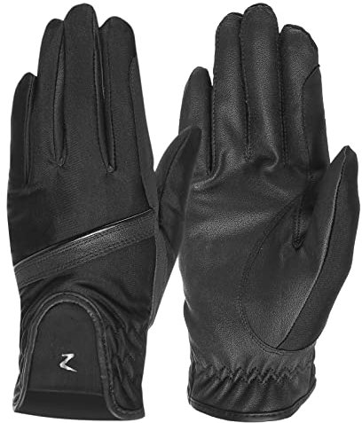 HORZE Evelyn Atmungsaktive Reithandschuhe für Damen, Größe 4.5-10, Weiß, Dunkelnavy, Schwarz, Schwarz, 7