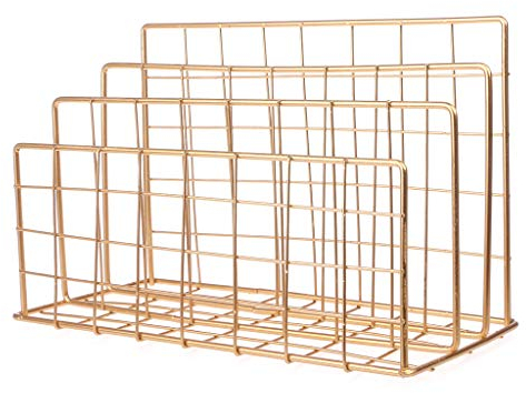 Mentin Zeitungsständer – Zeitschriftenhalter – Metall – für Badezimmer, Büro und Eingang – aus Eisen (Gold)