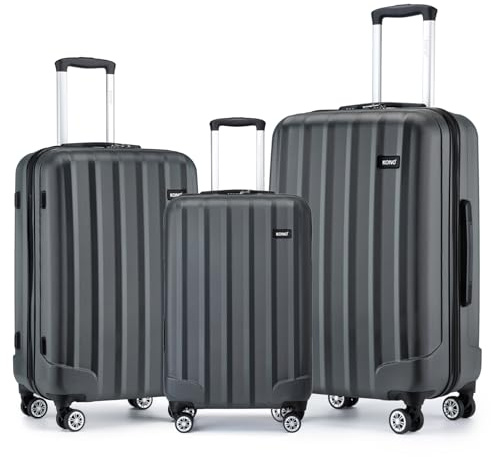 Kono 3 Piece Luggage Set Hard Shell Suitcase Lightweight ABS+PC Suitcase