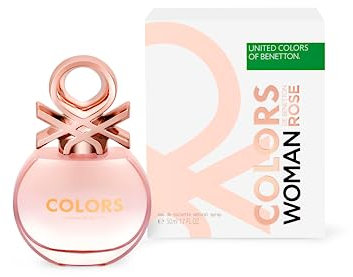 United Colors of Benetton - Rose, Eau de Toilette pour Femme - Longue Durée - Parfum sensuel, jeune et féminin - Notes florales et boisées - Idéal pour la journée - 50 ml