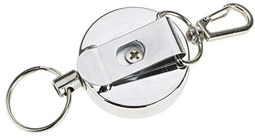 Llaveros retráctiles de metal SENRISE insignias retráctiles clip de carrete con cuerda de alambre de acero telescópica de 68 cm para tarjeta de identificación titular de la insignia (10 unidades)
