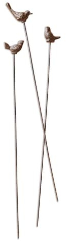 Loberon Gartenstab 3er Set Laver, antikbraun | DREI Deko-Vögelchen, mit Antik-Flair, für Gartenbeete & Große Pflanztöpfe, Outdoor, Gartendekoration, Gartenzubehör, Eisen