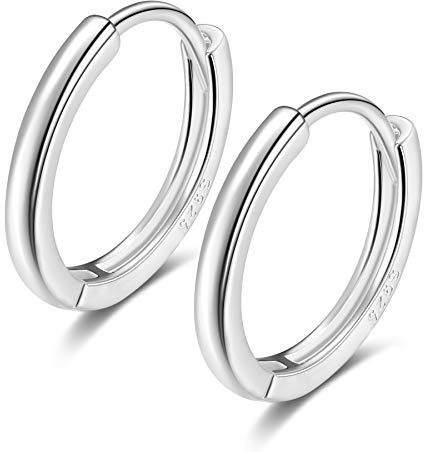 Creolen Silber 925 Damen Herren Ohrringe Klein Klappcreolen Knorpel Helix Ohrpiercing Einfach Kreolen Huggie Hoops Earrings Frauen 7-12mm