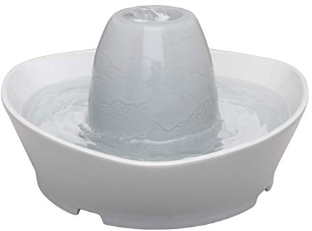 PetSafe Streamside Ceramic Pet Fountain, 1.8-litre water capacity, whisper-quiet design, filtered water, encourages pets to drink more, Off-White