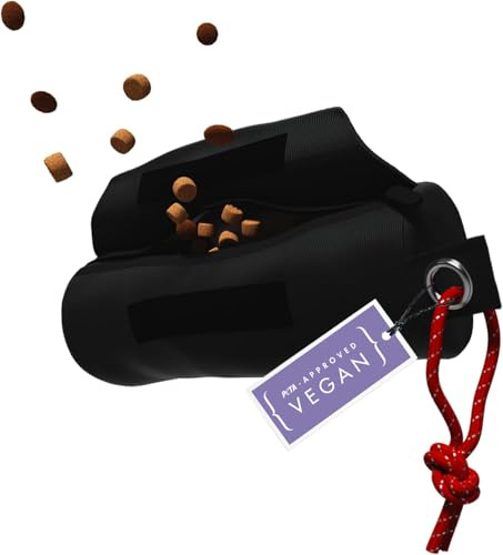 STUCH Futterdummy für Hunde 100% Vegan & PETA zertifiziert – reißfester Apportierbeutel für Nass- & Trockenfutter – wasserdicht & waschbar – Trainingsdummy für Hundetraining & Rückruf (Schwarz)
