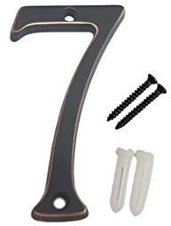 QCAA Numero civico tradizionale in ottone massiccio massiccio 7, 4 pollici, bronzo veneziano, 1 confezione, prodotto a Taiwan