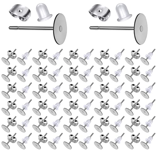 TOAOB 800 Stück Silber Rostfreier Stahl Ohrstecker Rohling mit Ohrring Stopper