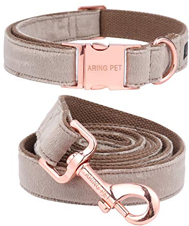 ARING PET Hundehalsband und Leine Set aus Samt, Samt Hundehalsband und Leine, Bequemes Verstellbares Halsband&Leine Set für Jungen und Mädchen Hunde