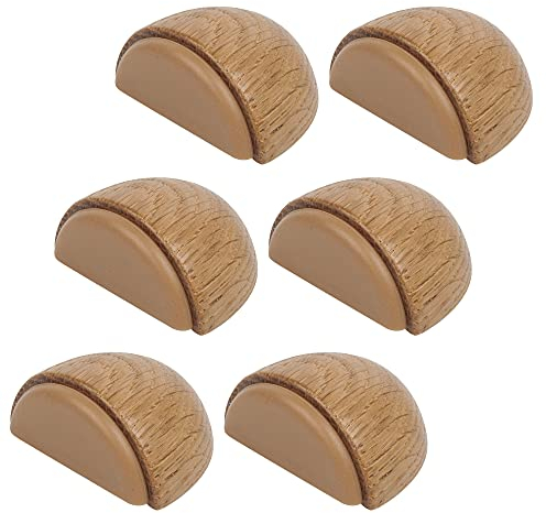 Kukicu Lot de 6 Butée de Portes - Arrêt de Porte Adhesive en Bois pour Sol et Parquet – Stop Porte Adhésif - Butoir de Porte (Chêne Naturel)