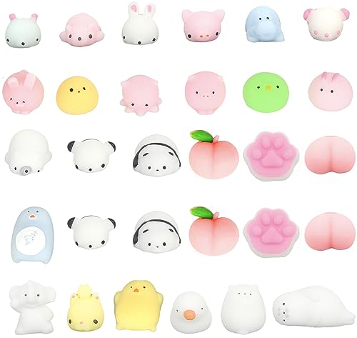 Mini Mochi Squishy 30Stück Squishy Kawaii Set,Squishy Mochi,Squishy Fidget Toy Mochi für Jungen und Mädchen,Anti Stress Squishies Spielzeug für Osterspielzeug Weihnachten Gastgeschenk Kindergeburtstag
