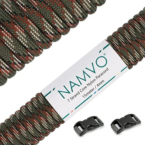 Namvo 550 Paracord Schnüre Mil Spec Type III 7 Strand Parachute Cord Schnur Rope Survival Nylon Seil 49 Feet