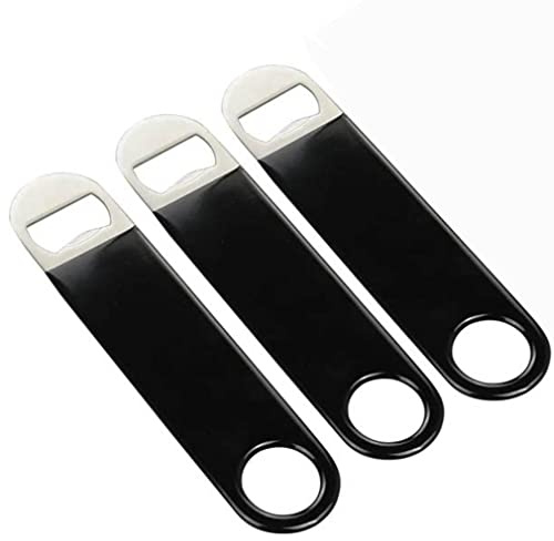 Apribottiglie barman, lama da bar, apri birra, confezione da 3 di grado professionale: rivestito in gomma, acciaio inossidabile. 7 pollici/17,7 cm