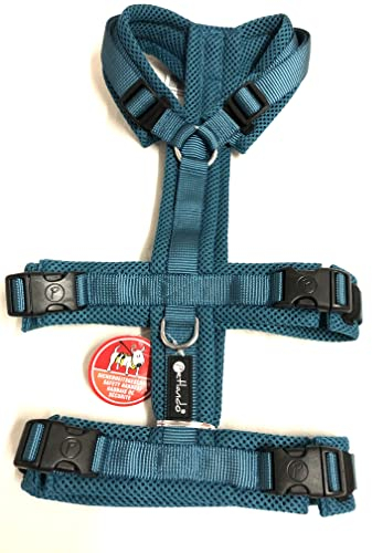 Petlando Mesh Sicherheitsgeschirr L Petrol Halsumfang 46-80 cm, Brustumfang 62-86 cm, Bauchumfang 56-75 cm, Länge 40,5 cm, 20-34 kg