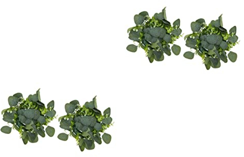 INOOMP 4stücke Mini Kunst Eukalyptus Kerzenringe Dekorative Kunststoffkränze Für Romantische Tischdekoration Pflegeleichte Und Langlebige Deko Für Hochzeiten Weihnachten Und