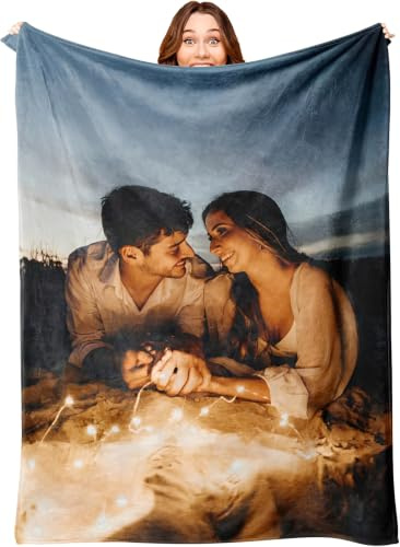 Mraxovid Personalisierte Decke, individuelle Fotos, Decke, Erinnerungsgeschenk mit Fototext, personalisierte Überwurfdecke für Familie, Mutter, Papa, Kinder, Ehefrau, Freunde, 125 x 150 cm