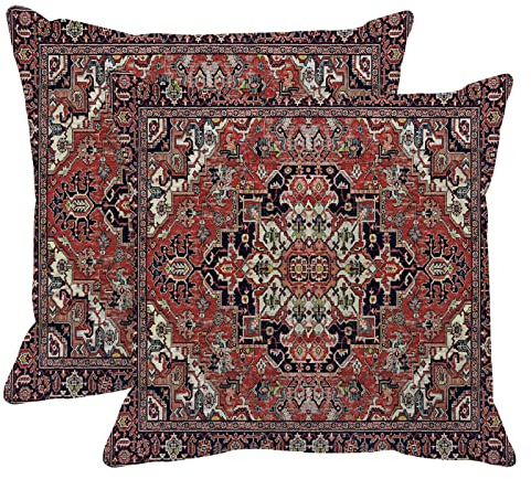 Britimes Dekorative Kissenbezüge, modernes Design, 45,7 x 45,7 cm, Set mit 2 Kissenbezügen mit abstraktem Ölgemälde, für Schlafzimmer, Wohnzimmer, Kissen, Couch, Sofa, blau-rot, antik