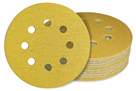 AWAPRO Schleifscheiben mit Klett - Ø 125mm, Körnung P180, 8 Loch in Gold - 25 Stück - Schleifpapier rund für Exzenterschleifer, Holz, Metall uvm. schleifen
