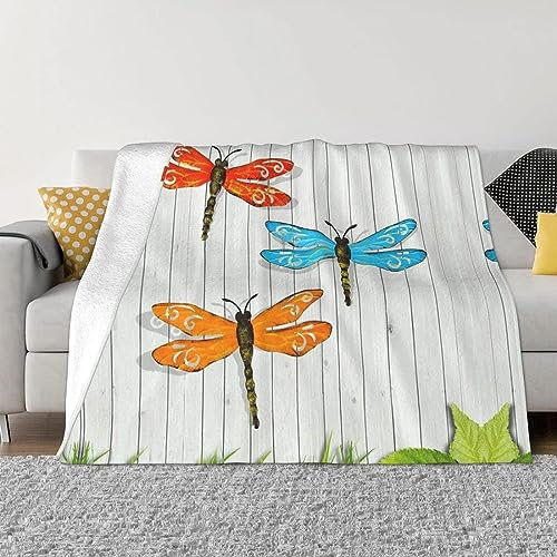 Kuscheldecke 80 x 150 cm 3D Exotisch Flanell Fleecedecke, Weich Warm Flauschig Decke Libelle Wohndecke Decken für Sofadecke Couchdecke kuscheldecken für Kinder Erwachsene, Blanket