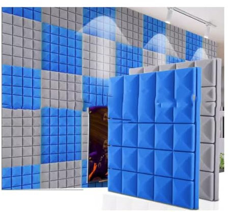Akustikschaumstoff, Schalldämpfer Paneele, 10er-Pack Selbstklebend Akustische Absorption Paneele, Anheftbar Absorbierende Platten For Wall Und Decke Akustische Behandlung ( Farbe : Blau , Größe : 50x5