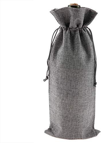 Elegante Weintasche aus Leinenstoff mit Kordelzug, ideal für Champagnerflaschen, vielseitige dekorative Abdeckung für Weinaufbewahrung und zum Verschenken (Grau), 12 Stück