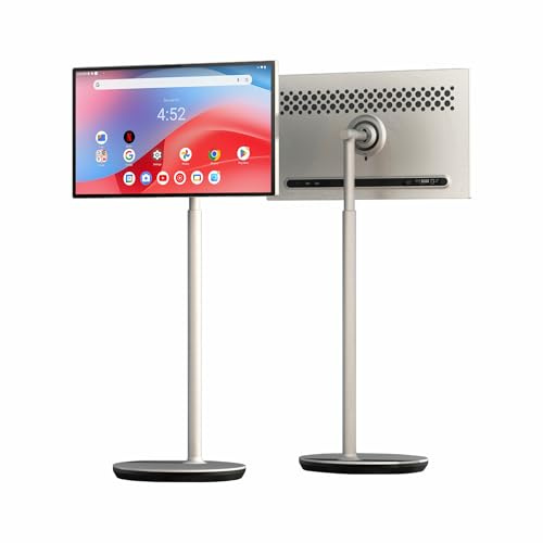 GTUOXIES 32 Inch Smart Touch Screen Monitor UHD 3840x2160, 90 Degree Swivel, Full Movement, Audio and Video Sync, Full Native System, Stereo Speaker, Lifter, Elegant Base, Remote Control