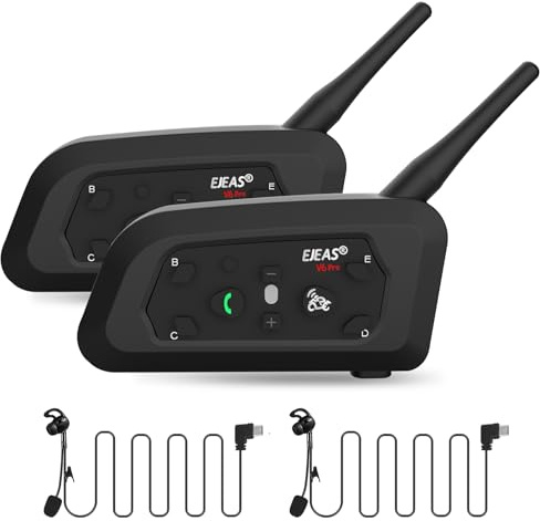 EJEAS V6C Professionelles Fußball Schiedsrichter Bluetooth Intercom Headset, 800m 2 Personen Vollduplex Sprechen Gleichzeitig, Für Fußball und Handball Schiedsrichter (2 Stück)