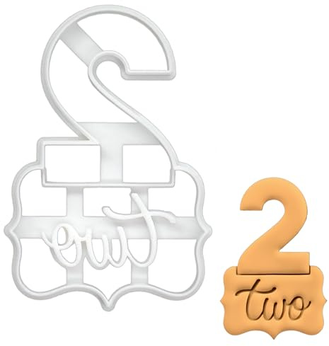 BAKERLOGY Number Two Cookie Cutter - Detailed Biscuit Cutter Design for Baking and Crafts, Ideal on Fondant, Dough, Clay
