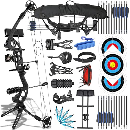 ZSHJGJR Compoundbogen Set Erwachsene 30-60 LBS Bogenschießen Bogen und Pfeil Set Compoundbögen Jagdbogen Sportbogen Compound Bow Bogen und Pfeil Set mit Zubehör Linkshänder Rechtshänder