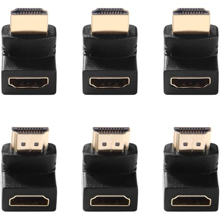 KUOQIY 6 Pezzi Connettore HDMI 90 Gradi e 270 Gradi, Adattatore HDMI Angolo Maschio a Femmina 3D&4K, Connettore ad Angolo HDMI, Compatibile con per PS5, PS4, PS3, TV Stick