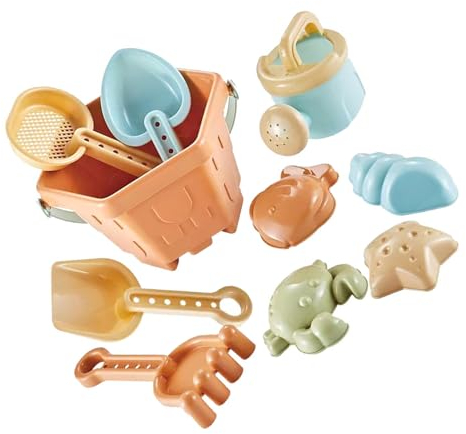Sandleksaker Sandformar Hink, Spade, Raka, Timglasleksaksset för Småbarn, Plastmaterial, ca. 440 G