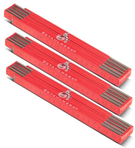STAHLWERK FC Cologne Lot de 3 mètres pliants 2 m | Mètre pliant | Échelle | Mètre pliant | Mètre mètre