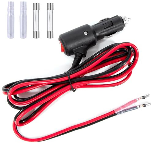 GUNGY Zigarettenanzünder Stecker mit Schalter 12 V/24 V Autostecker mit 2M Verlängerungskabel 14AWG Zigarettenanzünder Steckerkabel mit Sicherung 15A für Auto LKW Wohnmobil