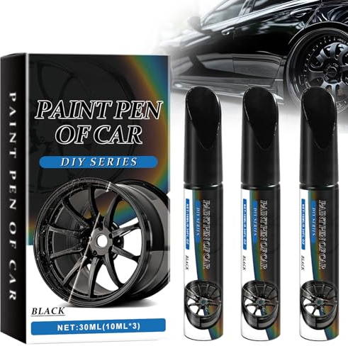 Gubuyi 3 Stück Felgen Lackstift, Auto Felgenreparatur Lackstift | Schwarz Felgen Radkratzer Reparaturstift, Felgen Ausbesserungslack, Felgen Lackstift zum Entfernen von Kratzer