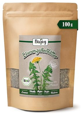 Biojoy Té de Diente de León Orgánico (100 g), hojas secas y cortadas (Taraxacum officinale)