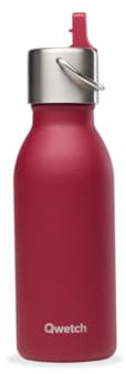 QWETCH - Gourde en acier inoxydable 350 ml Couvercle pipette rouge Bouteille isotherme Garde les boissons froides 24 h et chaudes 12 h Anti-fuite