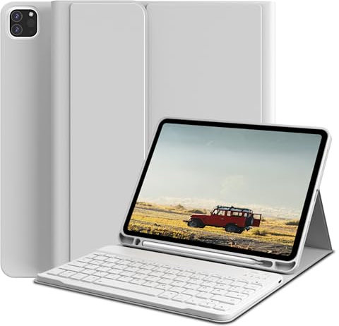GKABXY Étui Clavier Bluetooth Mag. Amovible pour iPad Pro 11'' 2022-2020 QWERTZ Gris