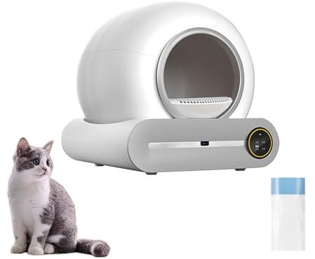 Pucaru Lettiera Automatica, Lettiera Automatica Intelligente per Gatti, Controllo Tramite App, Toilette Intelligente Chiusa per Gatti, per più Gatti