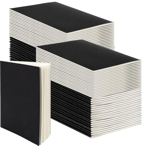 APACALI 50PCS A5 Notebook Multipack, 60 Pages / 30 Sheets Kraft Notebooks A5, a5 Blank Notebook Plain Notebooks Notepad for Diary, Memo, Office Supplies, Black
