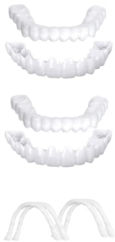 2 Coppie Faccette Denti, Istantanee Sorriso Dentiera Cosmetici Superiore e Inferiore per Uomini e Donne Copertura di Denti Imperfetti