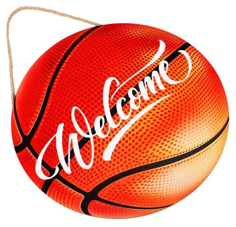 Alipis Basketball Backboard Welcome Sign Wall Plaque Sports Decor Porch Door Decor