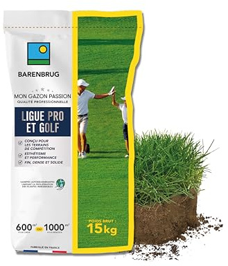 BARENBRUG - Gazon Ligue Pro et Golf - Qualité Professionnelle - 15KG