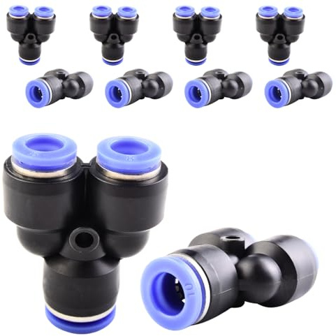 ANGEEK10 piezas Conector en Y de 3 vías de 10-8 mm, racor neumático reductor, conectores de acoplamiento rápido, racores rápidos de plástico de 3 vías