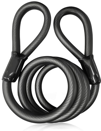 120 cm/12 mm anti-stöld plast stål stållås, stålkabel för cykellås, dubbel slinga säkerhetskabel, motorcyklar för tillbehör, återanvändbar, svart