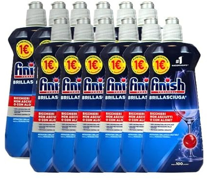 Finish Brillasciuga Regolare, 500 ml – Confezione Multipla 12 x 500 ml - Brillantante Liquido per Lavastoviglie