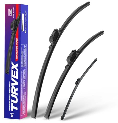 TURVEX Wiper Blades for BMW X3 G01 2018 to May 2024 / iX3 G08 SUV 2021 to 2024, Complete Front Window Wiper and Rear Wiper Set, 26 20 12 Windscreen Wipers Blade Set -Quiet & Easy Installation (2+1)