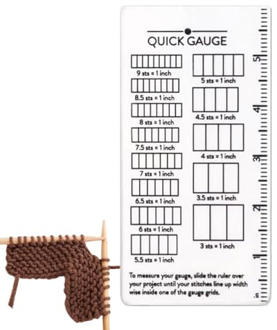 Knitting and Crochet Samples Ruler, Portable Acrylic Yarn Measuring Tool, Knitting and Sewing Measuring Ruler with Size Gauge, for Weaving and Crafts, Sweater Projects, Spinners