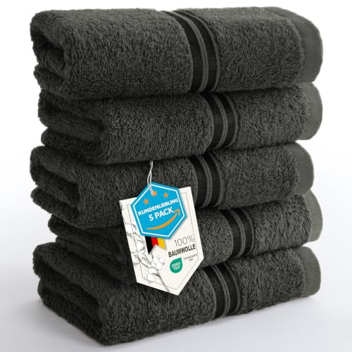 Hammetex gästhanddukar, set om 5, 30 x 50 cm, 100 % bomull frotté