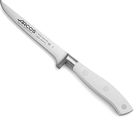 Arcos Ausbeinmesser mit Nitrum Edelstahlklinge 130 mm - Professionelles Messer zum Entbeinen von Fleisch - Ergonomischer Griff aus Polypropylen - Weiß, Serie Riviera Blanc