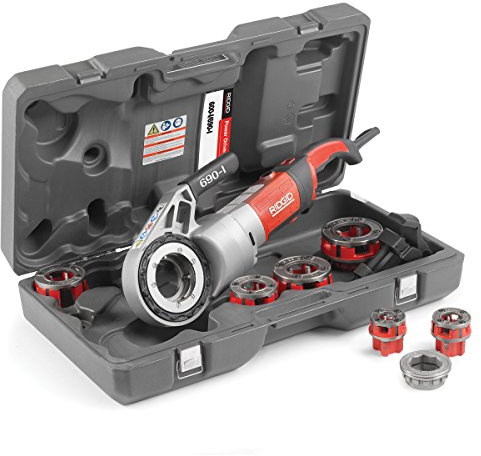 RIDGID 44943 Modello 690-I filettatrice portatile elettrica con bussole, custodia e braccio di supporto BSPT 11R da 1/2 -2 pollici