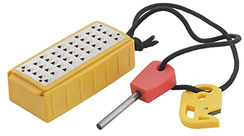 Smith's 50562 Pack Pal Tinder Maker with Fire Starter – Stainless Steel Grater –Striker – Natural Tinder – Outdoor Survival Tool – Lightweight – Portable, Yellow